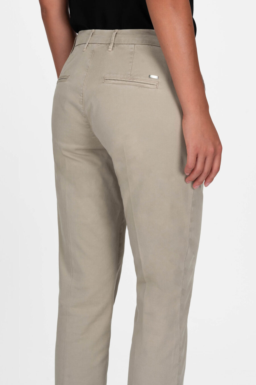 BEIGE COTTON ADELE SLIM PANTS - Image 4