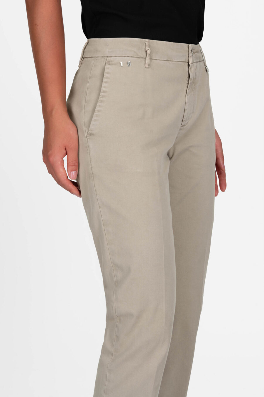 BEIGE COTTON ADELE SLIM PANTS - Image 5