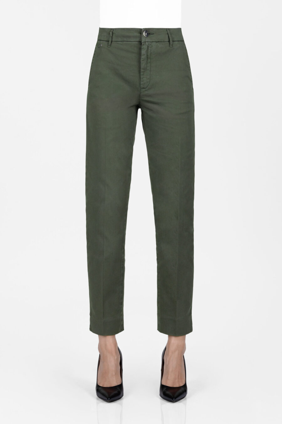 PANTALONE ADELE SLIM IN COTONE VERDE - immagine 7