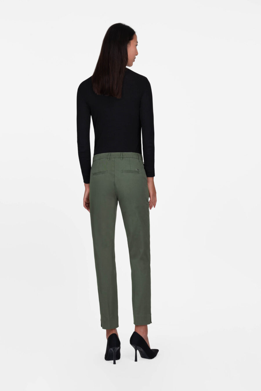 PANTALONE ADELE SLIM IN COTONE VERDE - immagine 3