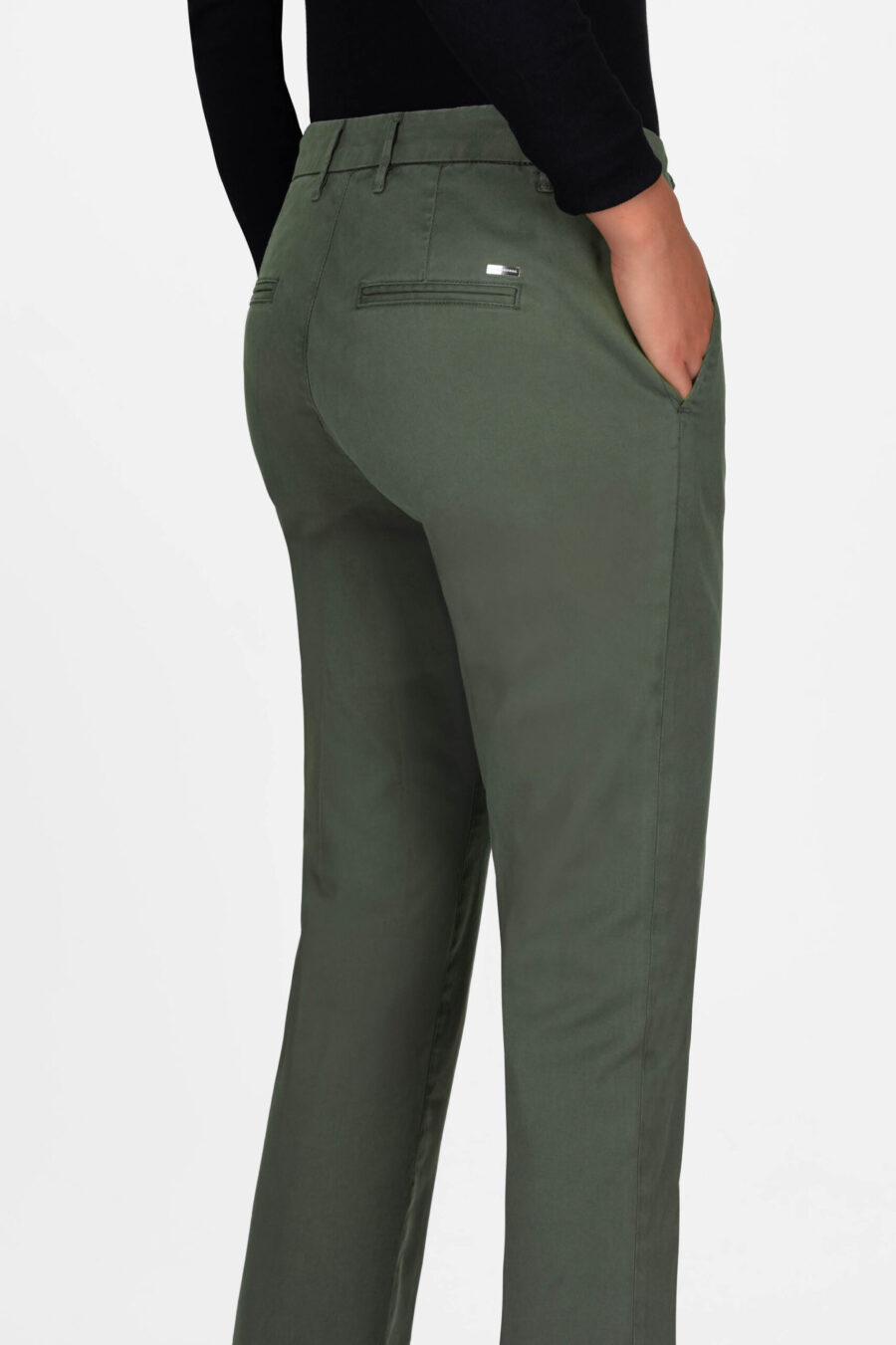 PANTALONE ADELE SLIM IN COTONE VERDE - immagine 4