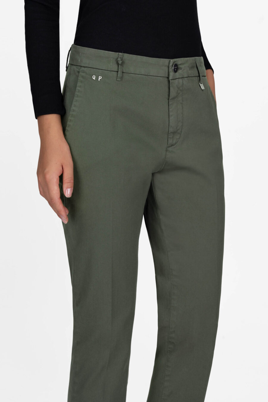 PANTALONE ADELE SLIM IN COTONE VERDE - immagine 5