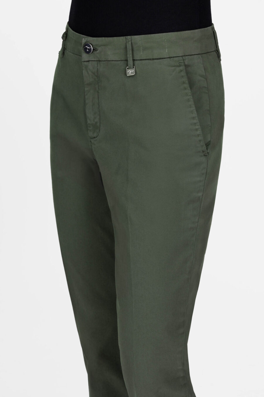 PANTALONE ADELE SLIM IN COTONE VERDE - immagine 6