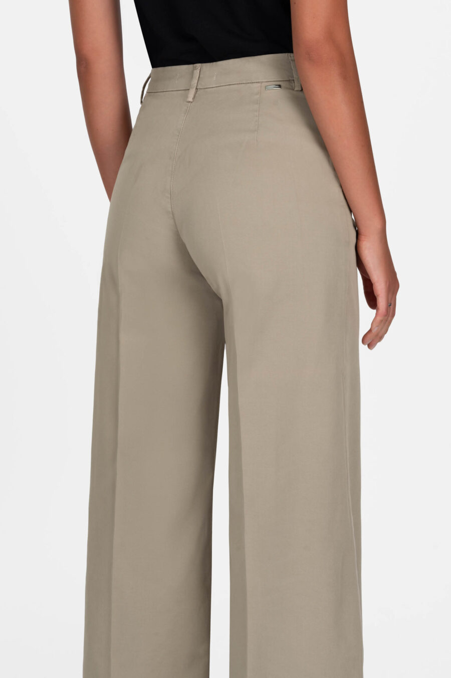 AMELIA WIDE LEG COTTON GABARDINE BEIGE PANTS - Image 6