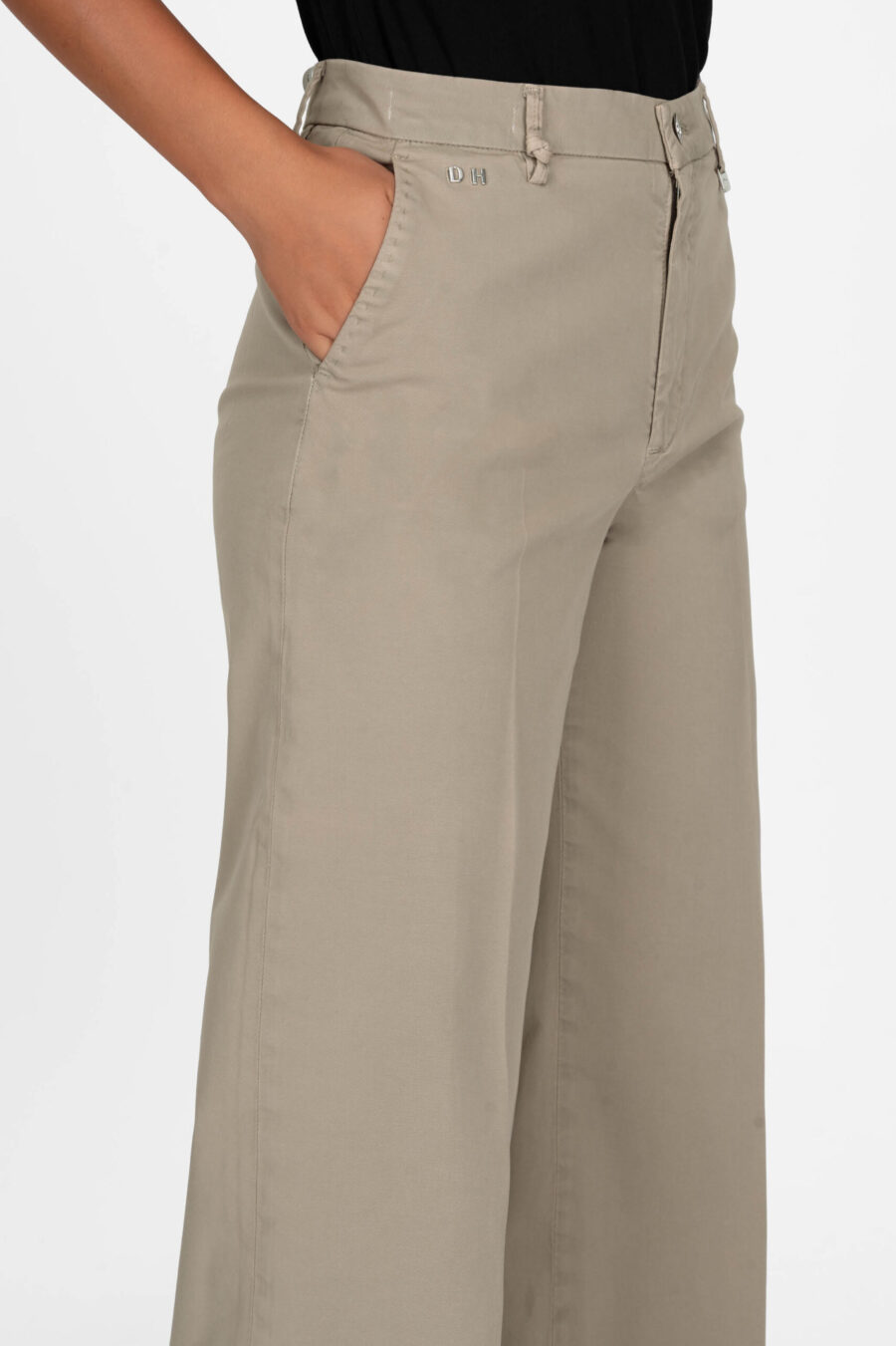 AMELIA WIDE LEG COTTON GABARDINE BEIGE PANTS - Image 5