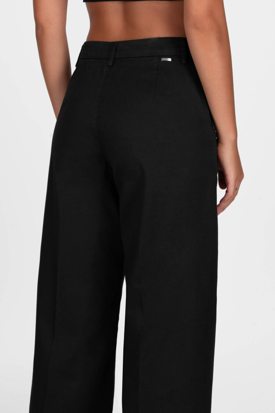 AMELIA WIDE LEG PANTS IN BLACK COTTON GABARDINE - Image 5