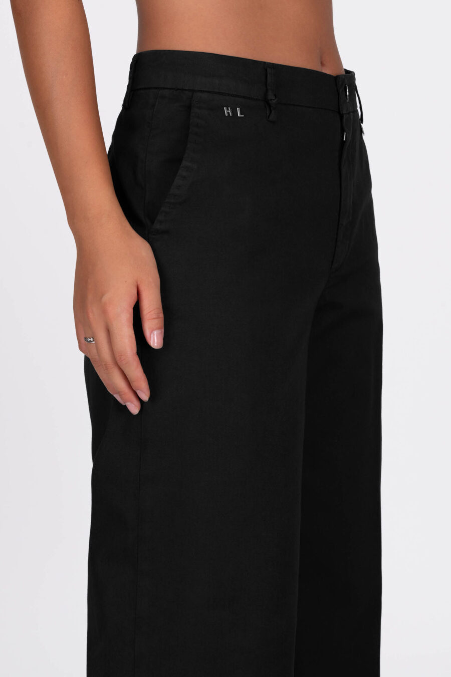 AMELIA WIDE LEG PANTS IN BLACK COTTON GABARDINE - Image 4