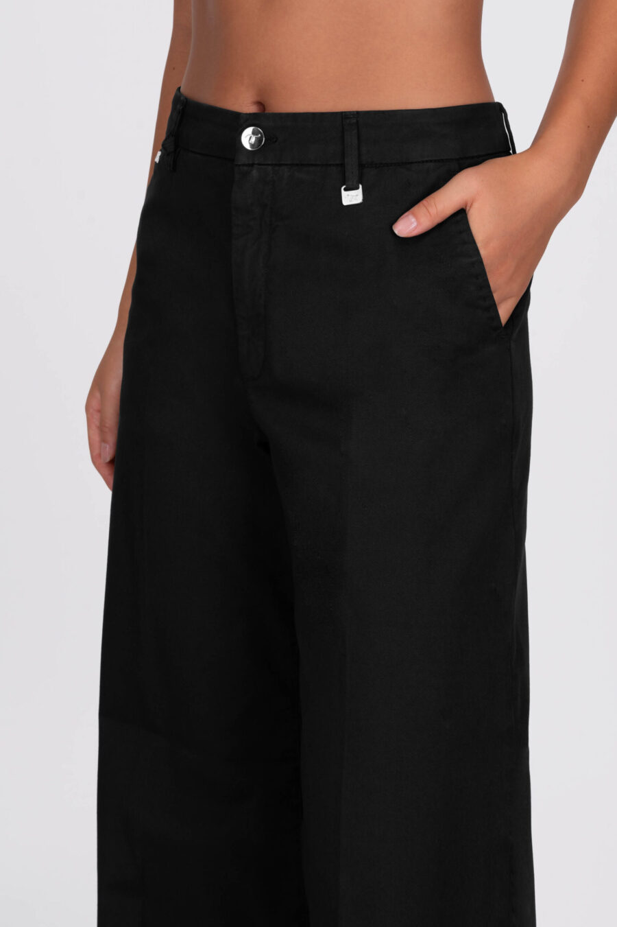 AMELIA WIDE LEG PANTS IN BLACK COTTON GABARDINE - Image 6