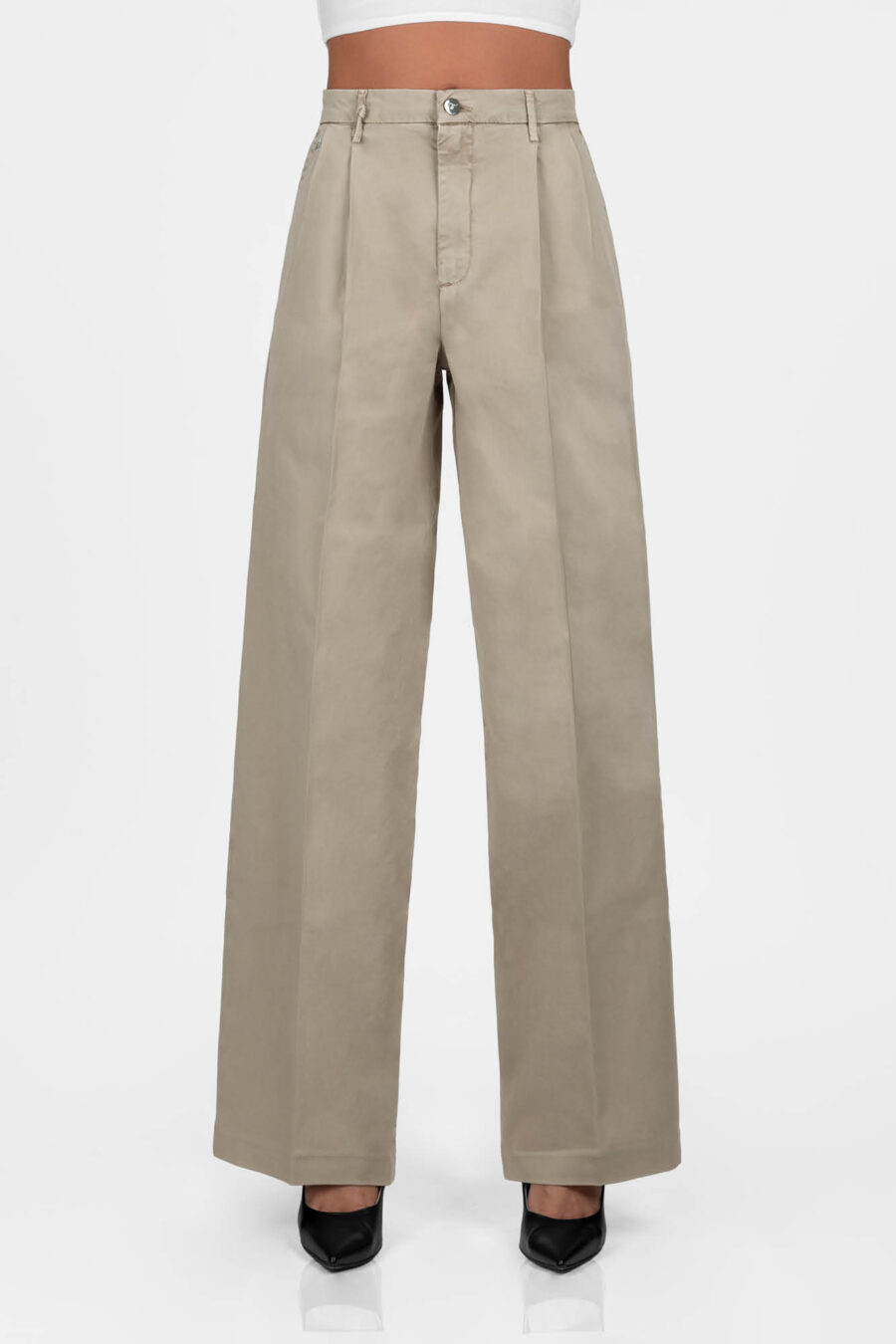 AURELIA WIDE LEG COTTON GABARDINE SAND PANTS - Image 6