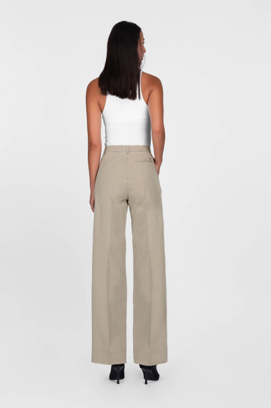 AURELIA WIDE LEG COTTON GABARDINE SAND PANTS - Image 3