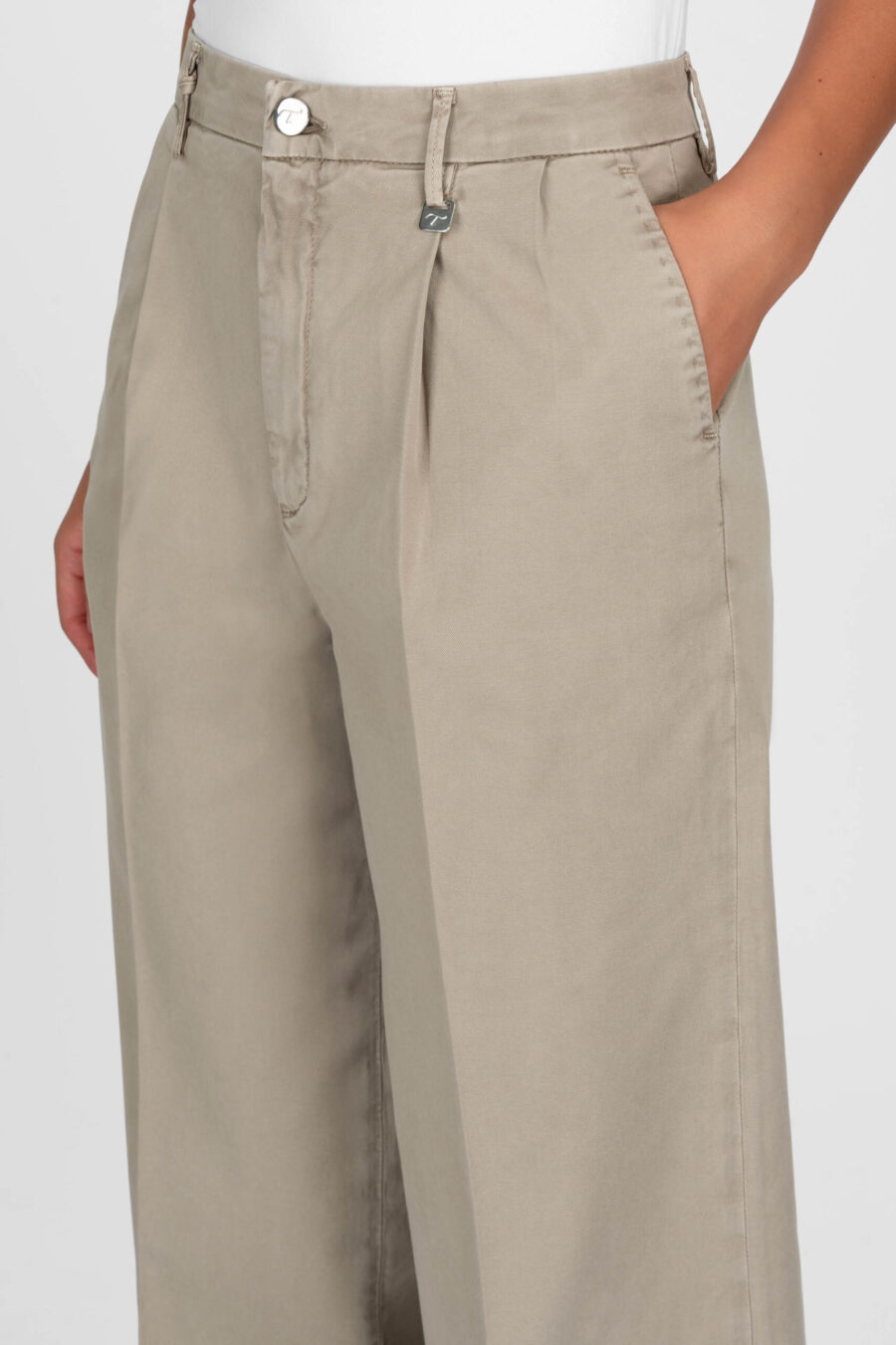 AURELIA WIDE LEG COTTON GABARDINE SAND PANTS - Image 4