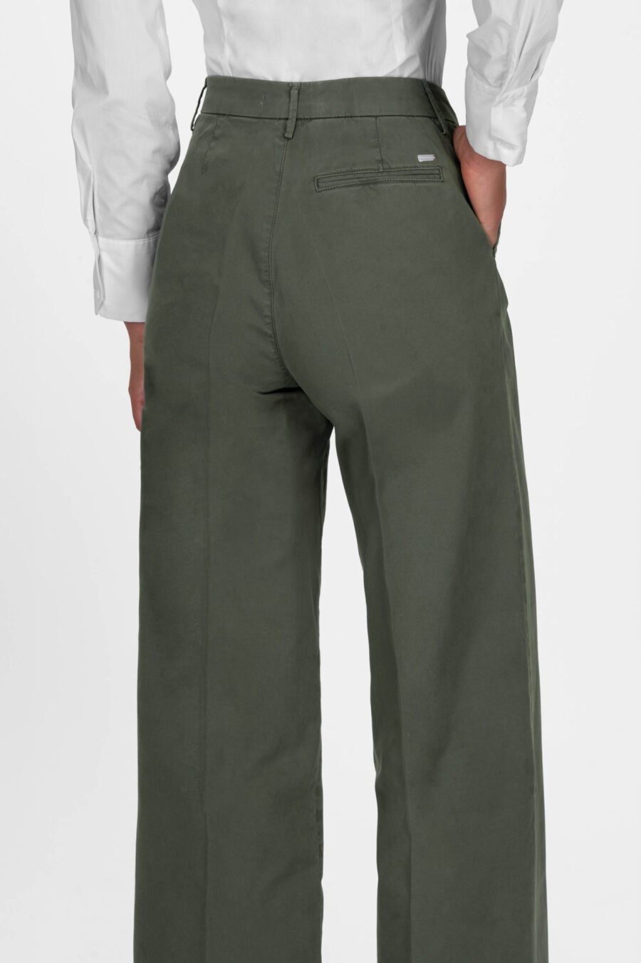 AURELIA WIDE LEG PANTS IN GREEN COTTON GABARDINE - Image 6