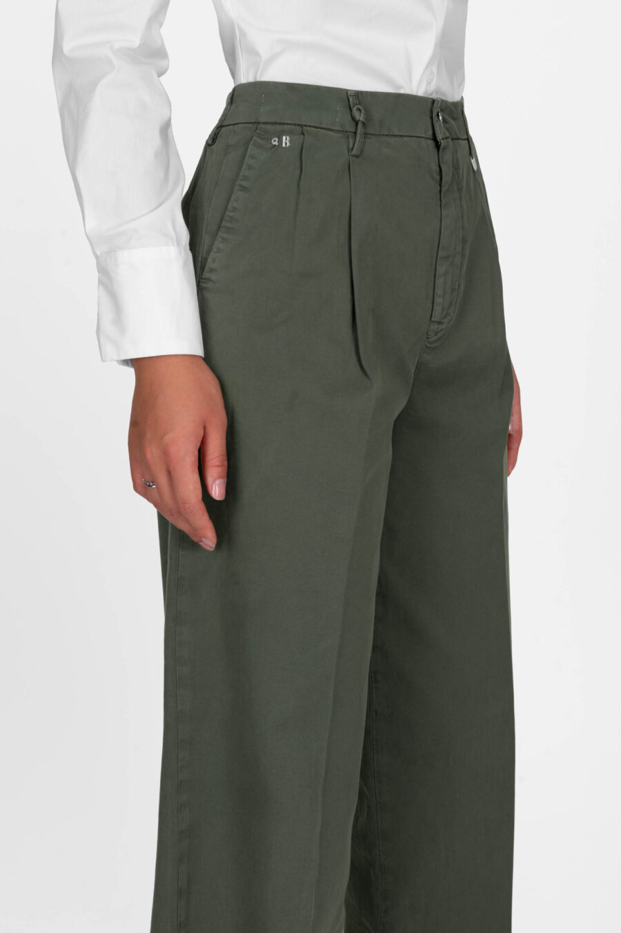 AURELIA WIDE LEG PANTS IN GREEN COTTON GABARDINE - Image 5