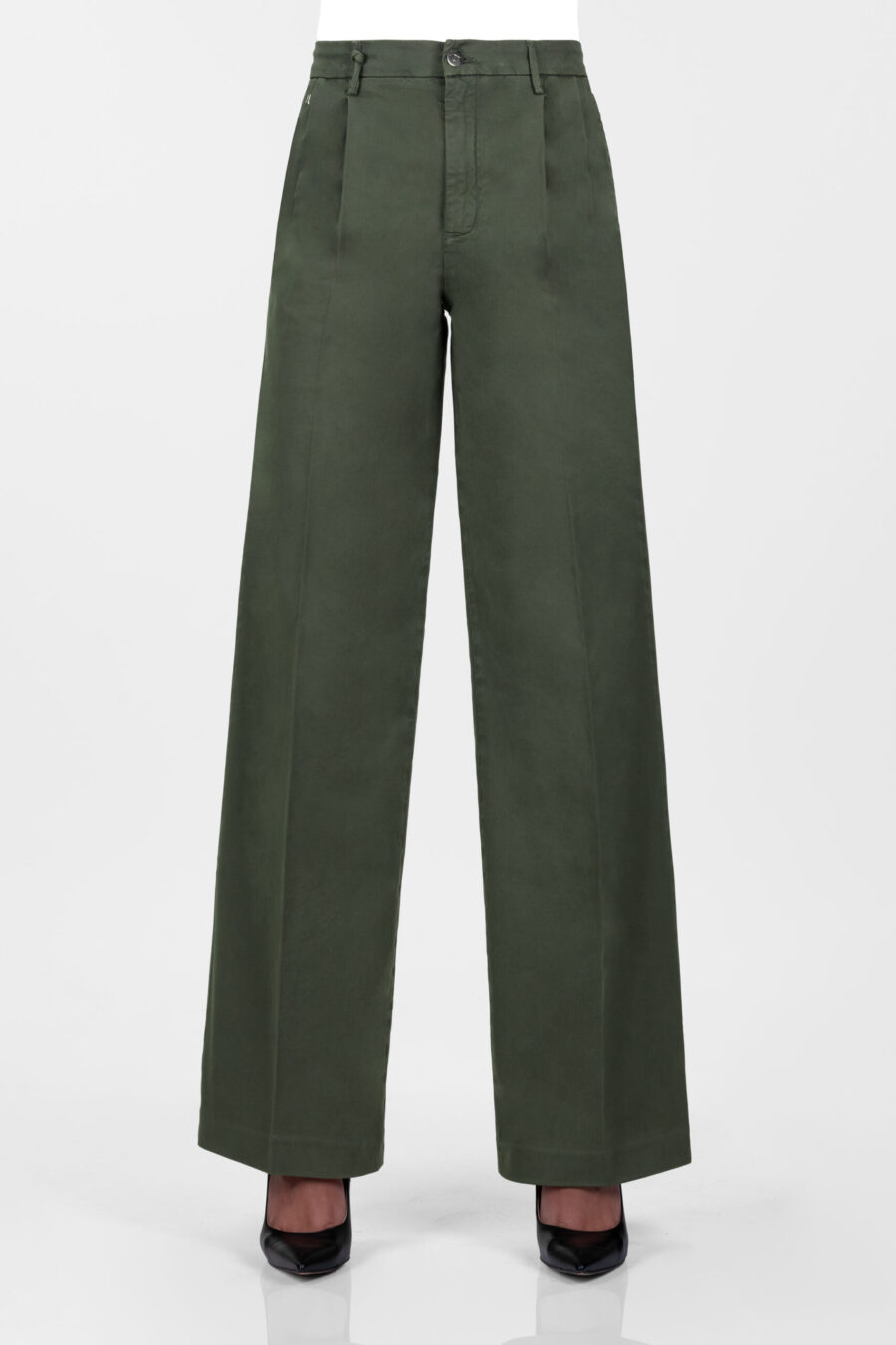 AURELIA WIDE LEG PANTS IN GREEN COTTON GABARDINE - Image 7