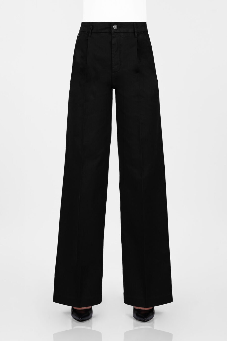 AURELIA WIDE LEG PANTS IN BLACK COTTON GABARDINE - Image 7