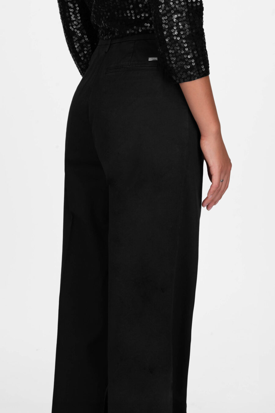AURELIA WIDE LEG PANTS IN BLACK COTTON GABARDINE - Image 6