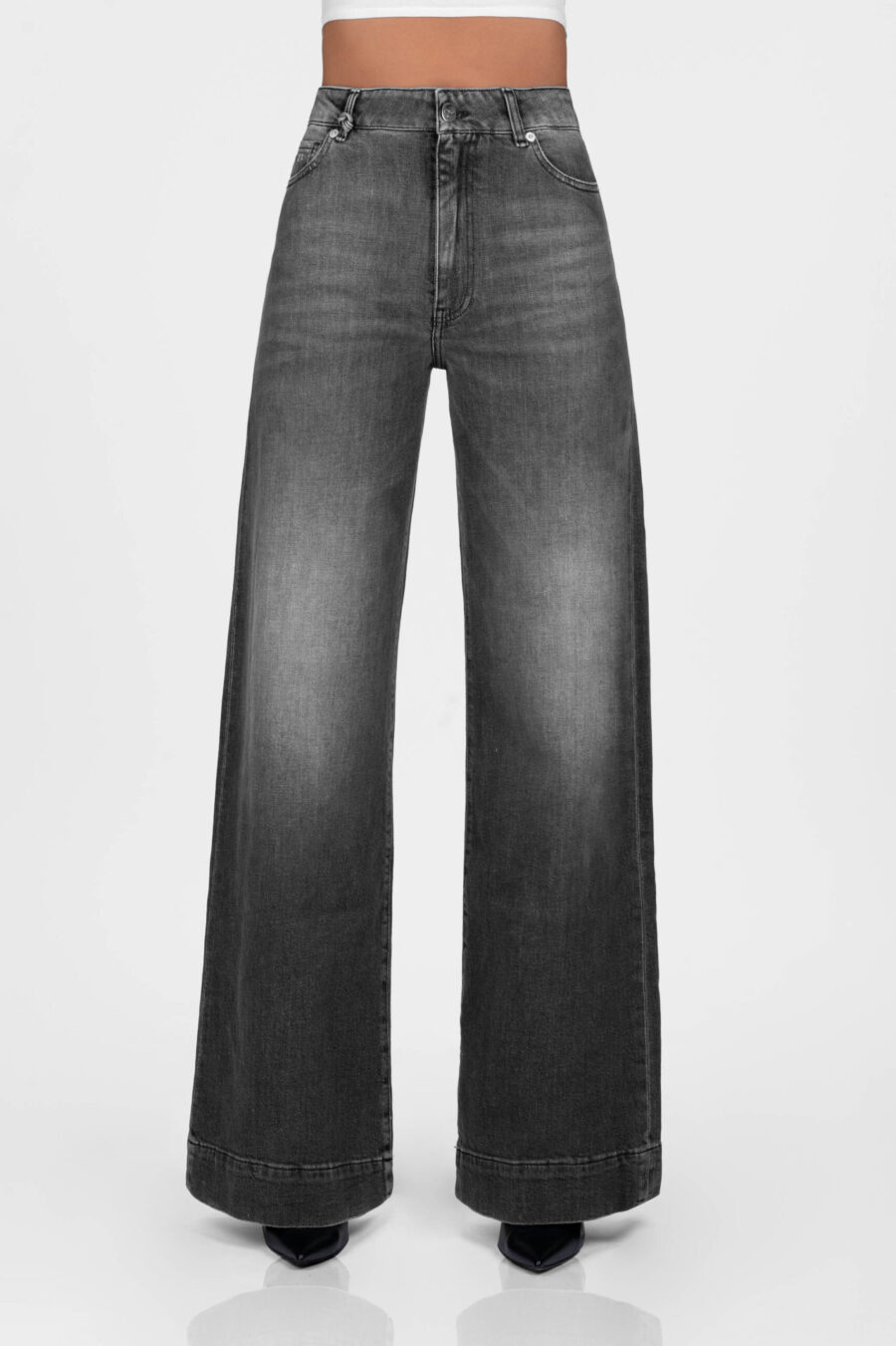 VIOLA WIDE LEG BLACK DENIM JEANS - Image 6