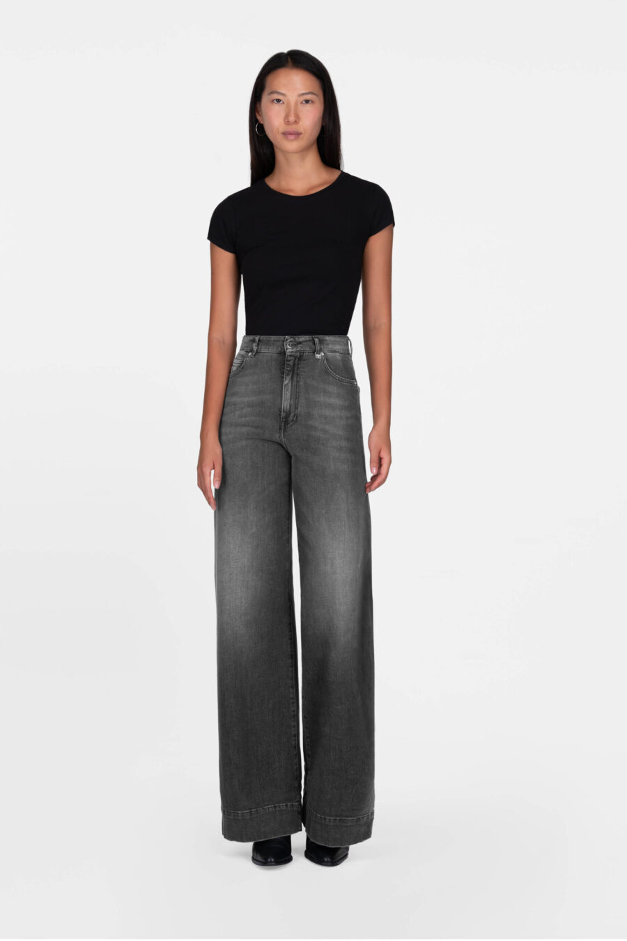 VIOLA WIDE LEG BLACK DENIM JEANS - Image 2