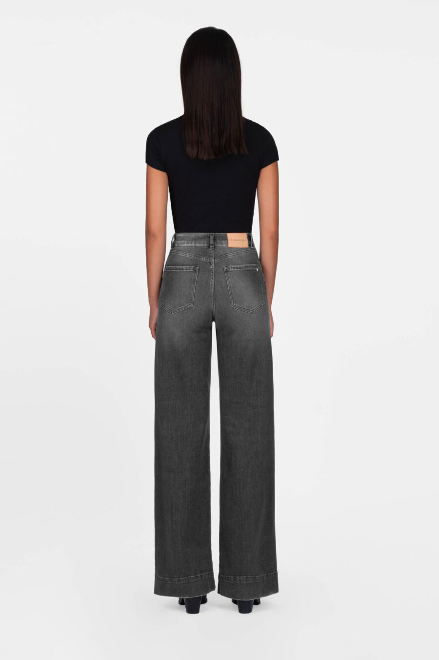 VIOLA WIDE LEG BLACK DENIM JEANS - Image 3