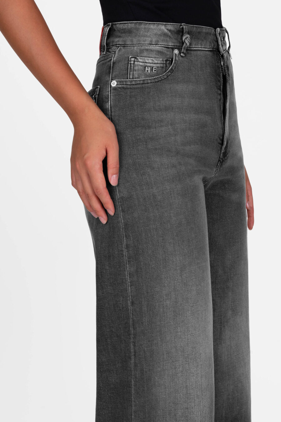 VIOLA WIDE LEG BLACK DENIM JEANS - Image 4