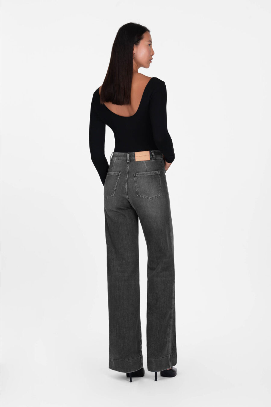 JEANS VIOLA POCKET WIDE LEG IN DENIM NERO - immagine 3