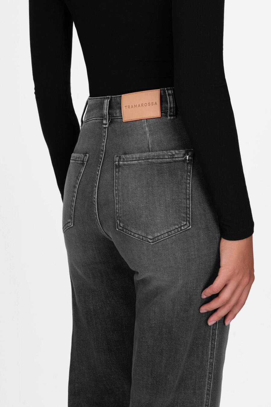 JEANS VIOLA POCKET WIDE LEG IN DENIM NERO - immagine 5