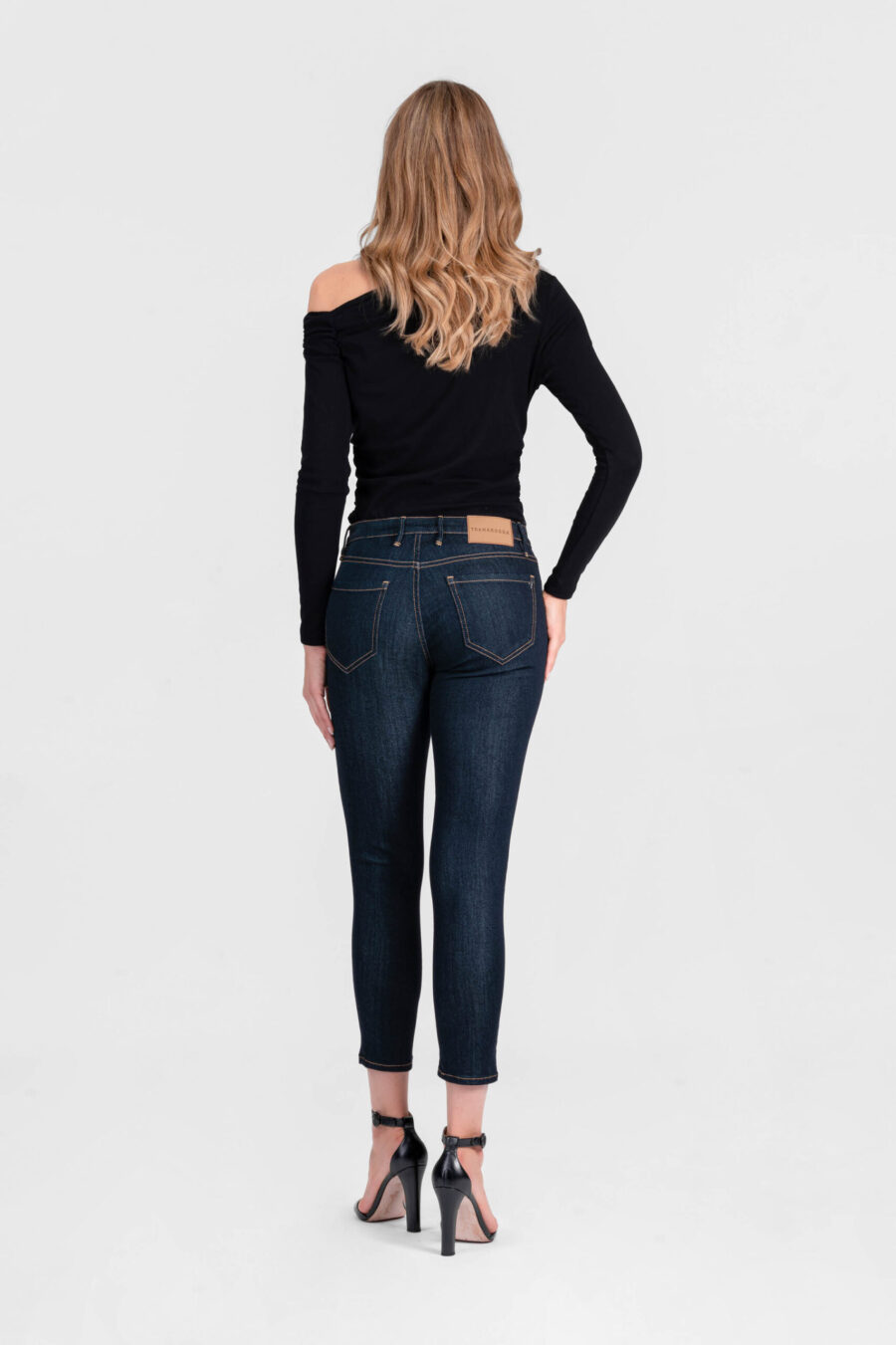 JEANS BIANCA CAPRI SKINNY IN DENIM STRETCH BLU SCURO - immagine 3