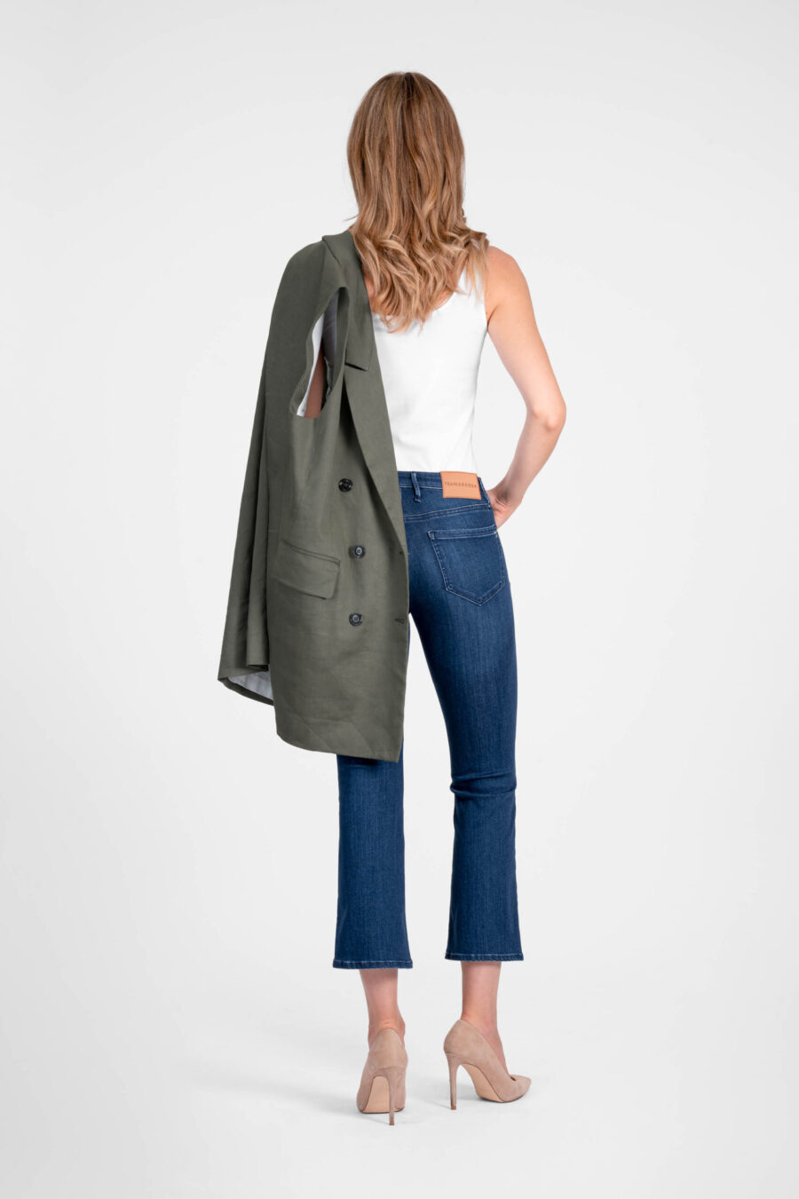 BIANCA FLARE CUT JEANS IN MEDIUM BLUE STRETCH DENIM - Image 3
