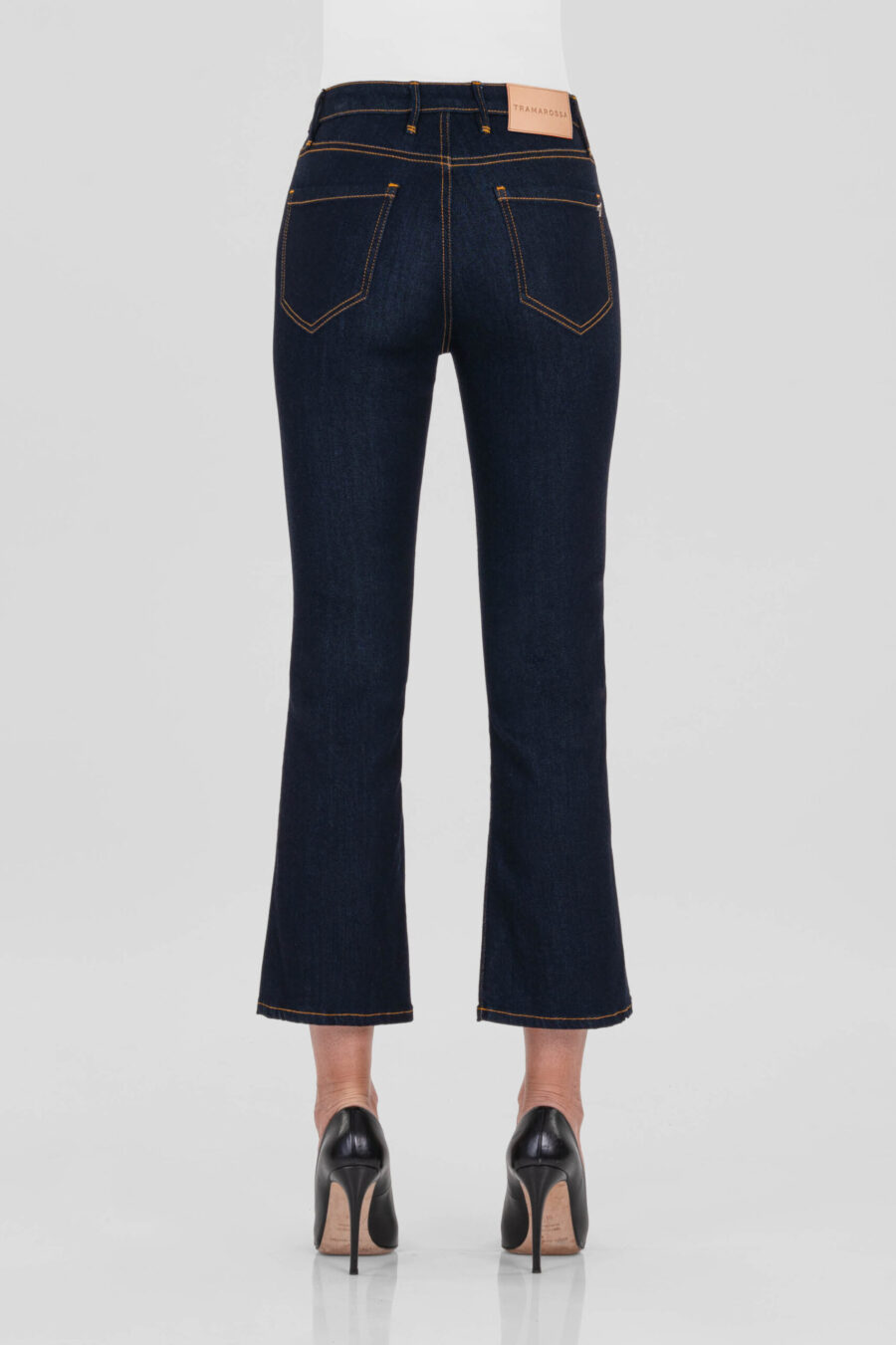 JEANS BIANCA FLARE CUT FLARE IN DENIM STRETCH BLU SCURO - immagine 6