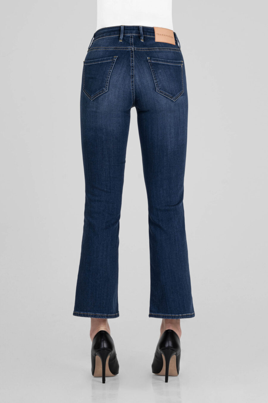 JEANS BIANCA FLARE CUT FLARE IN DENIM STRETCH BLU MEDIO - immagine 6