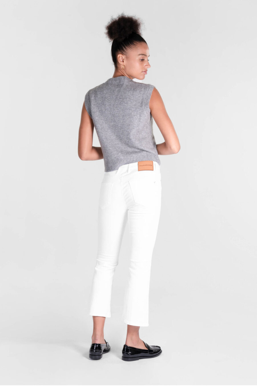 JEANS BIANCA FLARE CUT FLARE IN GABARDINA DI COTONE STRETCH BIANCO - immagine 3
