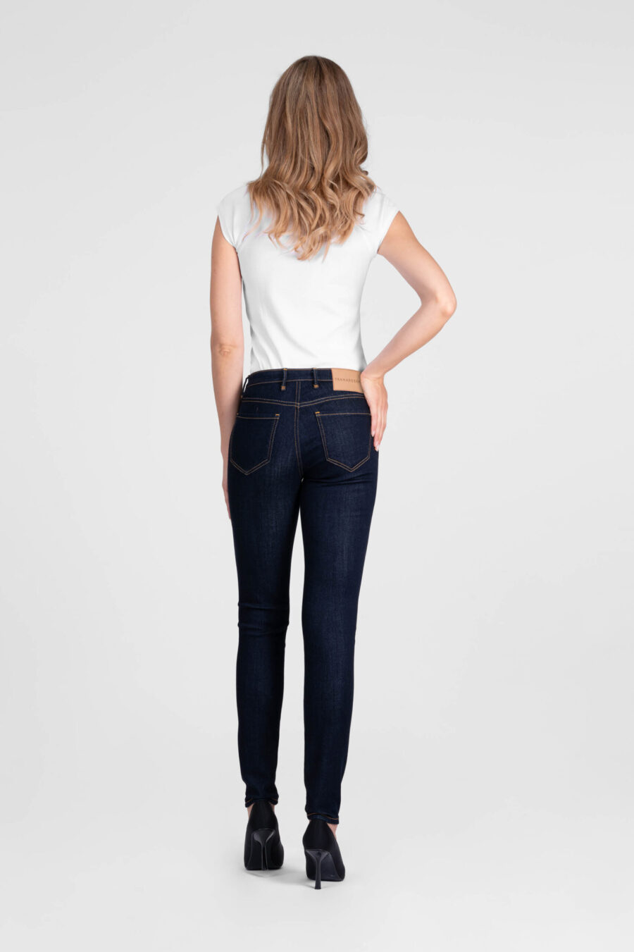 JEANS BIANCA SLIM SKINNY IN DENIM STRETCH BLU SCURO - immagine 3