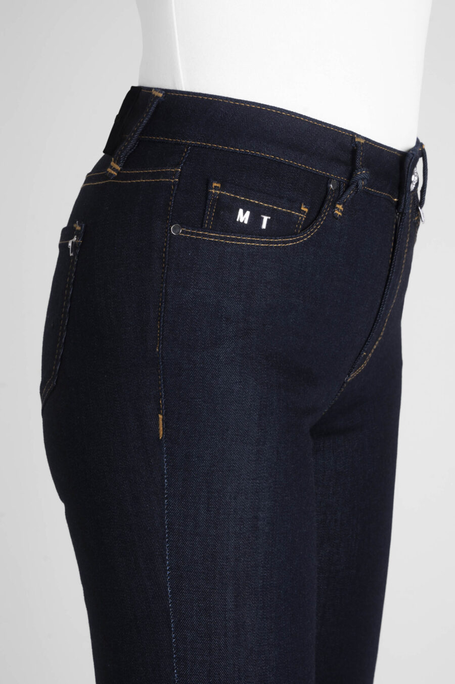 JEANS BIANCA SLIM SKINNY IN DENIM STRETCH BLU SCURO - immagine 8