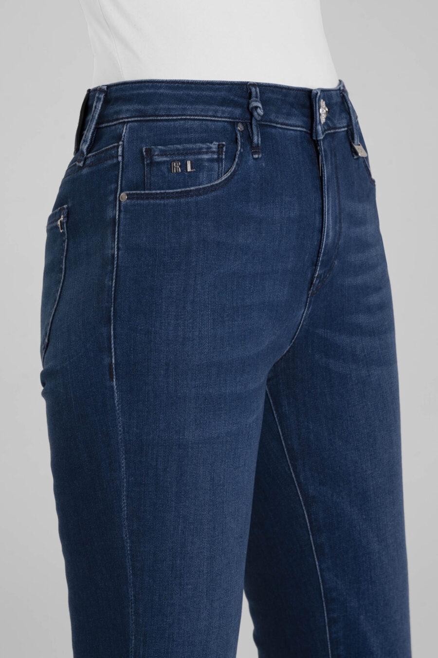 JEANS BIANCA SLIM SKINNY IN DENIM STRETCH BLU MEDIO - immagine 9