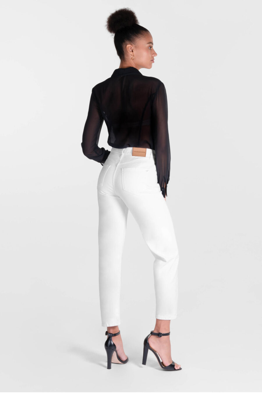 MONICA MUM PANTS IN WHITE COTTON BULL - Image 3