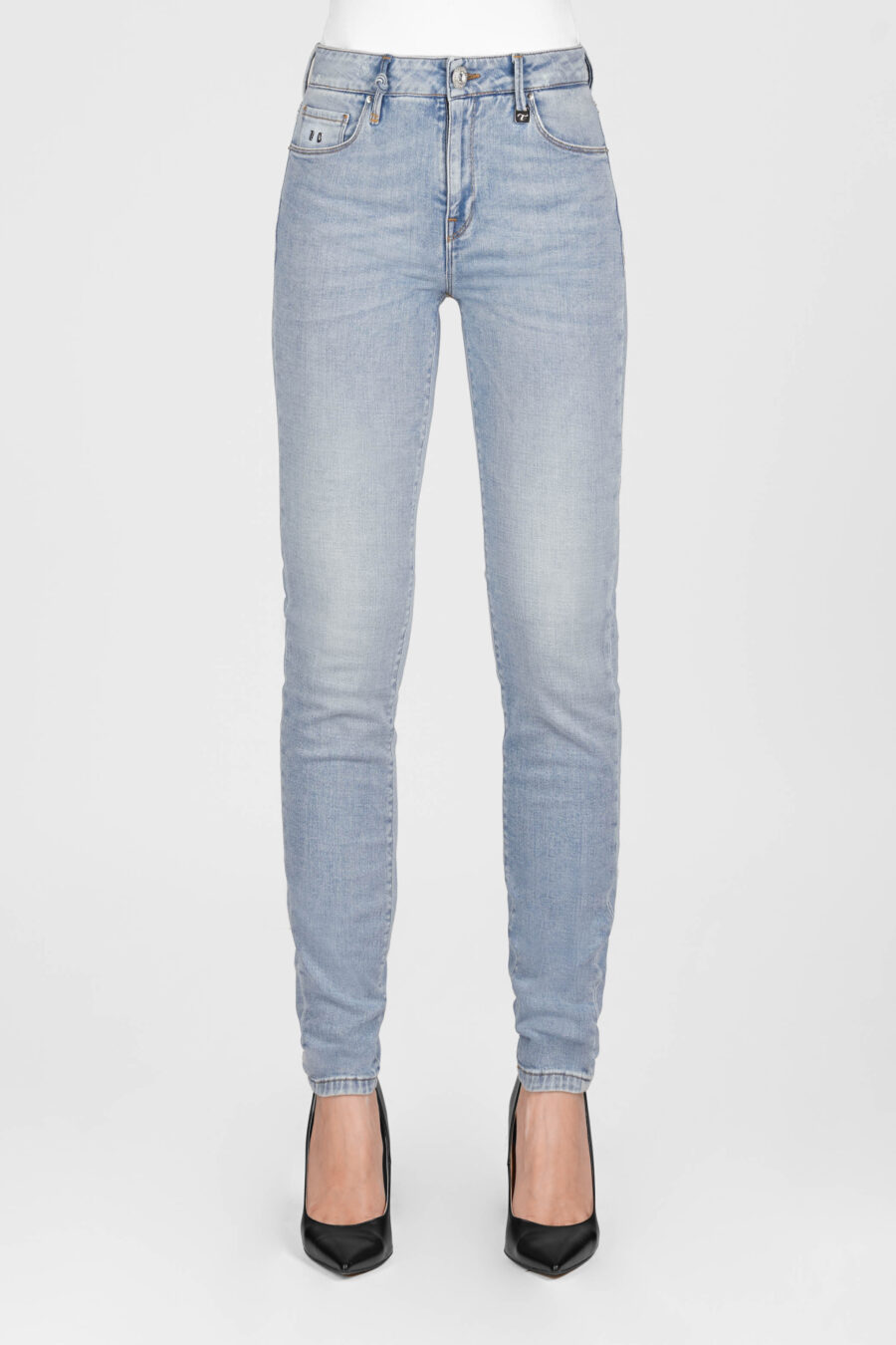 JEANS BIANCA SLIM SKINNY IN DENIM STRETCH BLU CHIARO - immagine 2