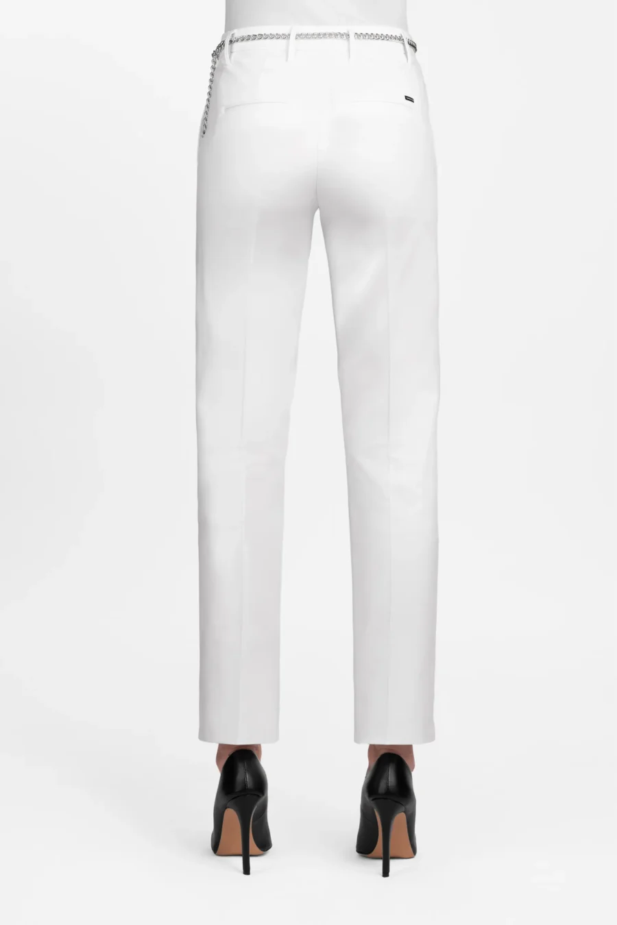 PANTALONE ADELE SLIM IN COTONE BIANCO - immagine 2