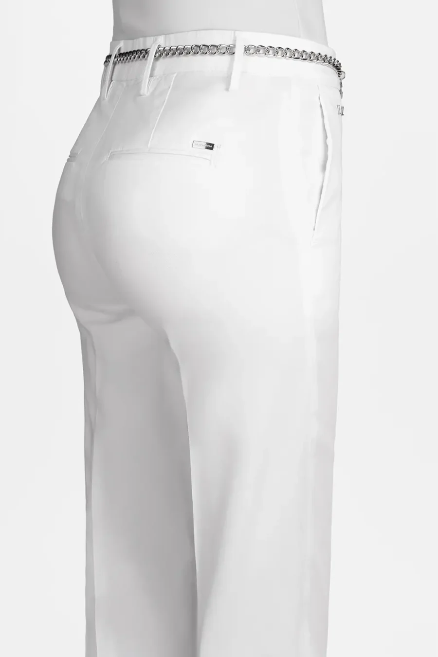 PANTALONE ADELE SLIM IN COTONE BIANCO - immagine 3