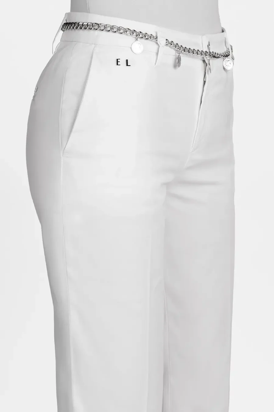 PANTALONE ADELE SLIM IN COTONE BIANCO - immagine 4