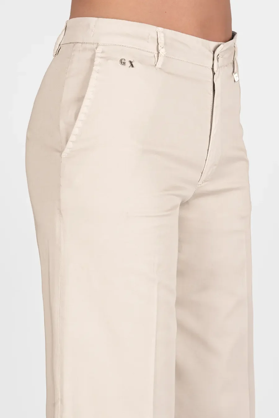 PANTALONE AMELIA WIDE LEG IN GABARDINA DI COTONE BEIGE - immagine 4