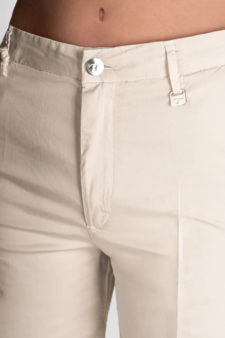PANTALONE AMELIA WIDE LEG IN GABARDINA DI COTONE BEIGE - immagine 5