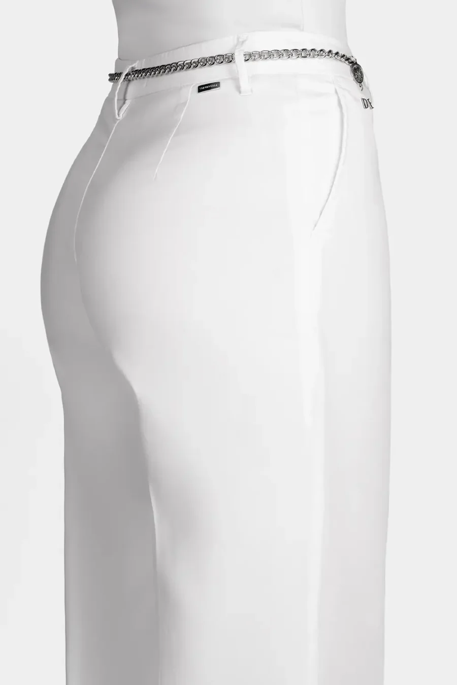 PANTALONE AMELIA WIDE LEG IN GABARDINA DI COTONE BIANCO - immagine 3