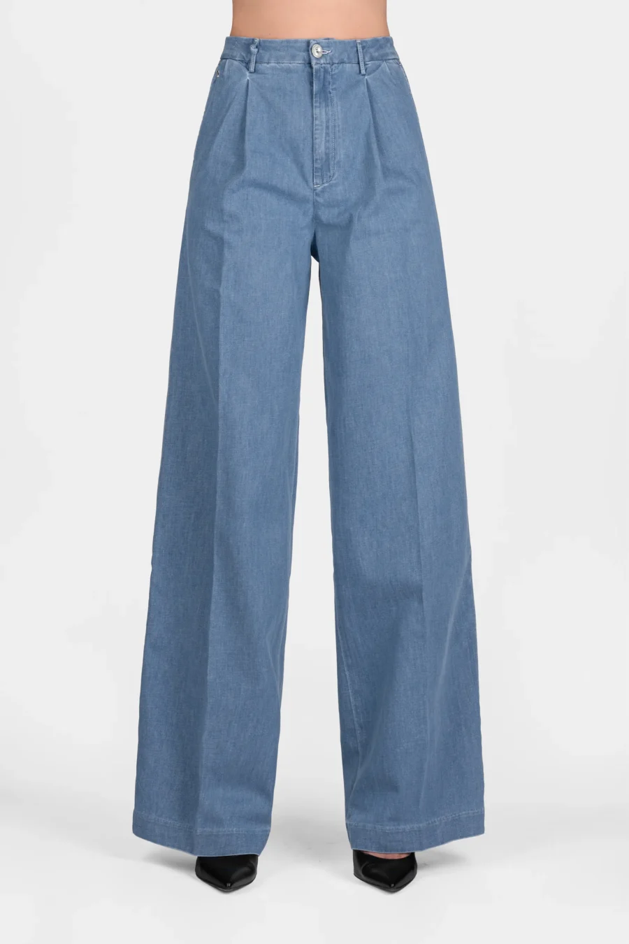 AURELIA WIDE LEG PANTS IN LIGHT BLUE COTTON GABARDINE