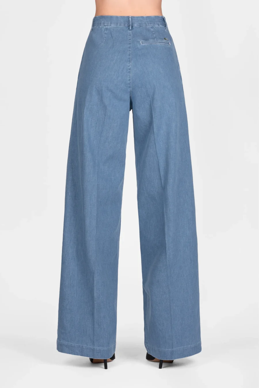 AURELIA WIDE LEG PANTS IN LIGHT BLUE COTTON GABARDINE - Image 2