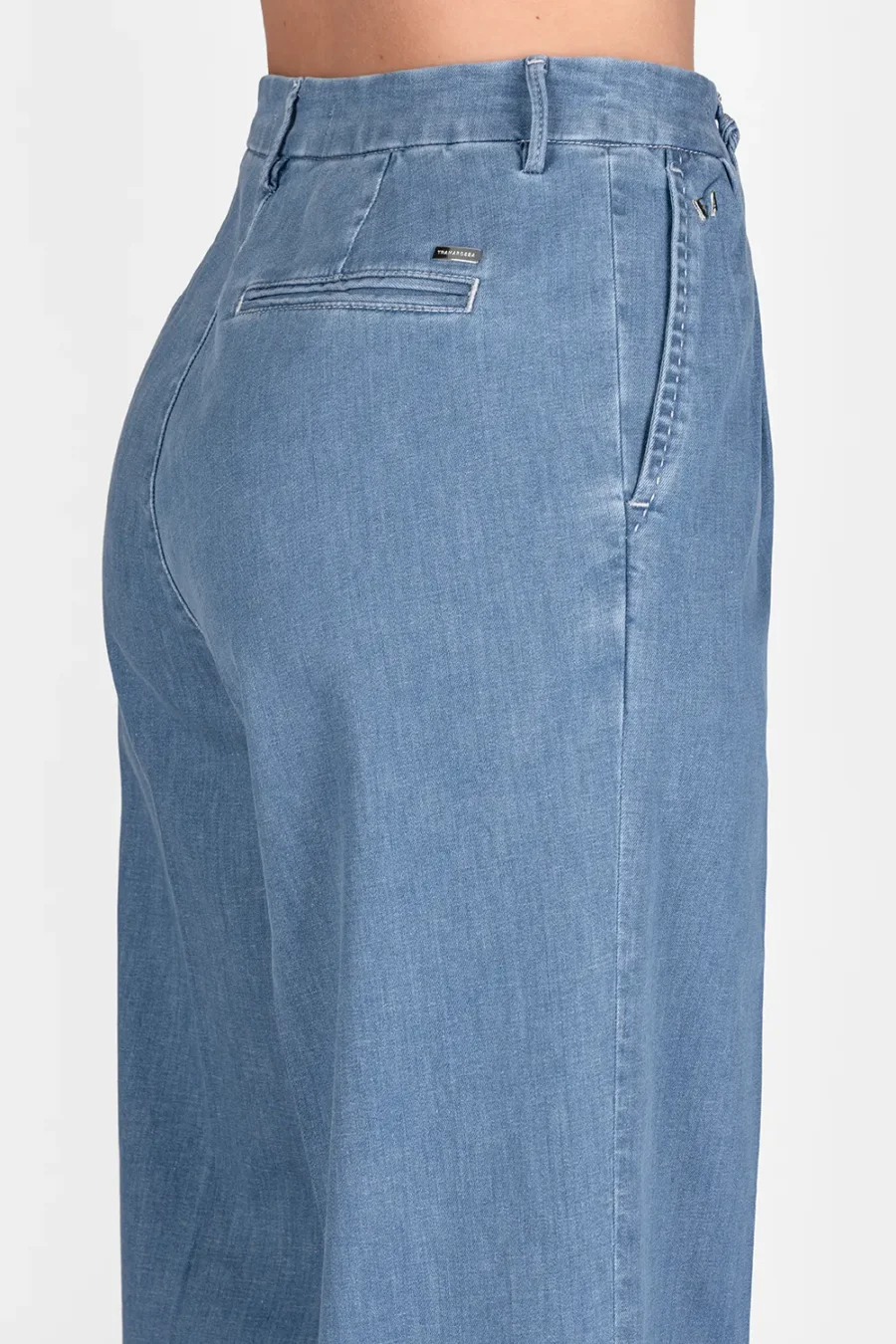 AURELIA WIDE LEG PANTS IN LIGHT BLUE COTTON GABARDINE - Image 3