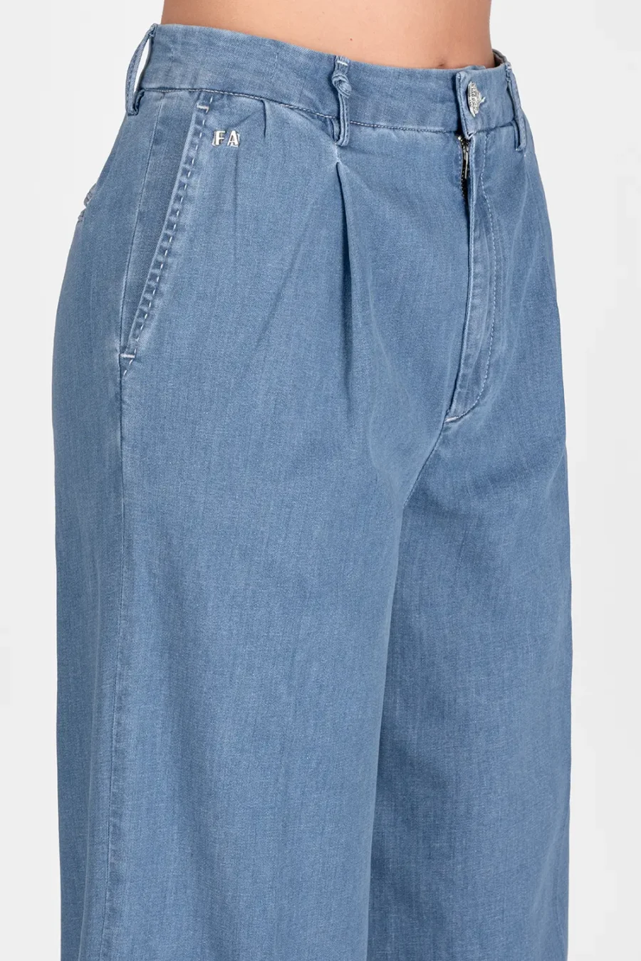 AURELIA WIDE LEG PANTS IN LIGHT BLUE COTTON GABARDINE - Image 4