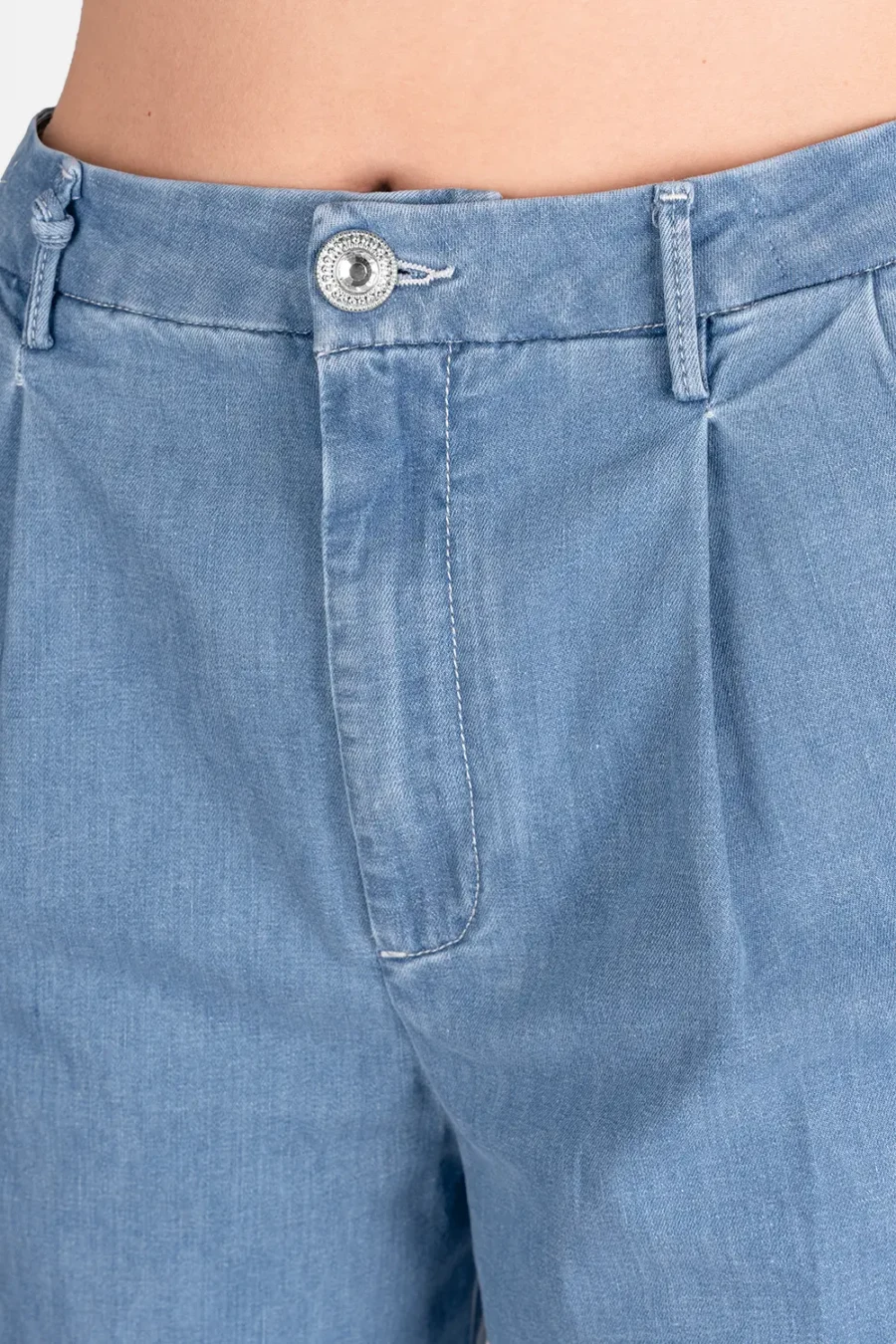 AURELIA WIDE LEG PANTS IN LIGHT BLUE COTTON GABARDINE - Image 5