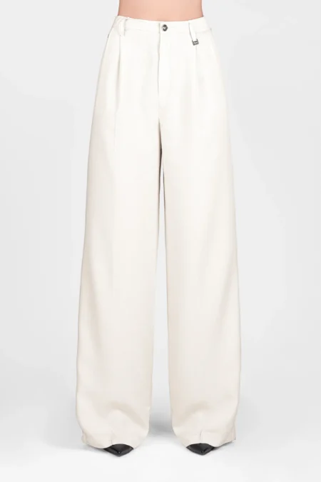 PANTALONE AURELIA WIDE LEG GABARDINA DI COTONE SUPER LEGGERO BEIGE