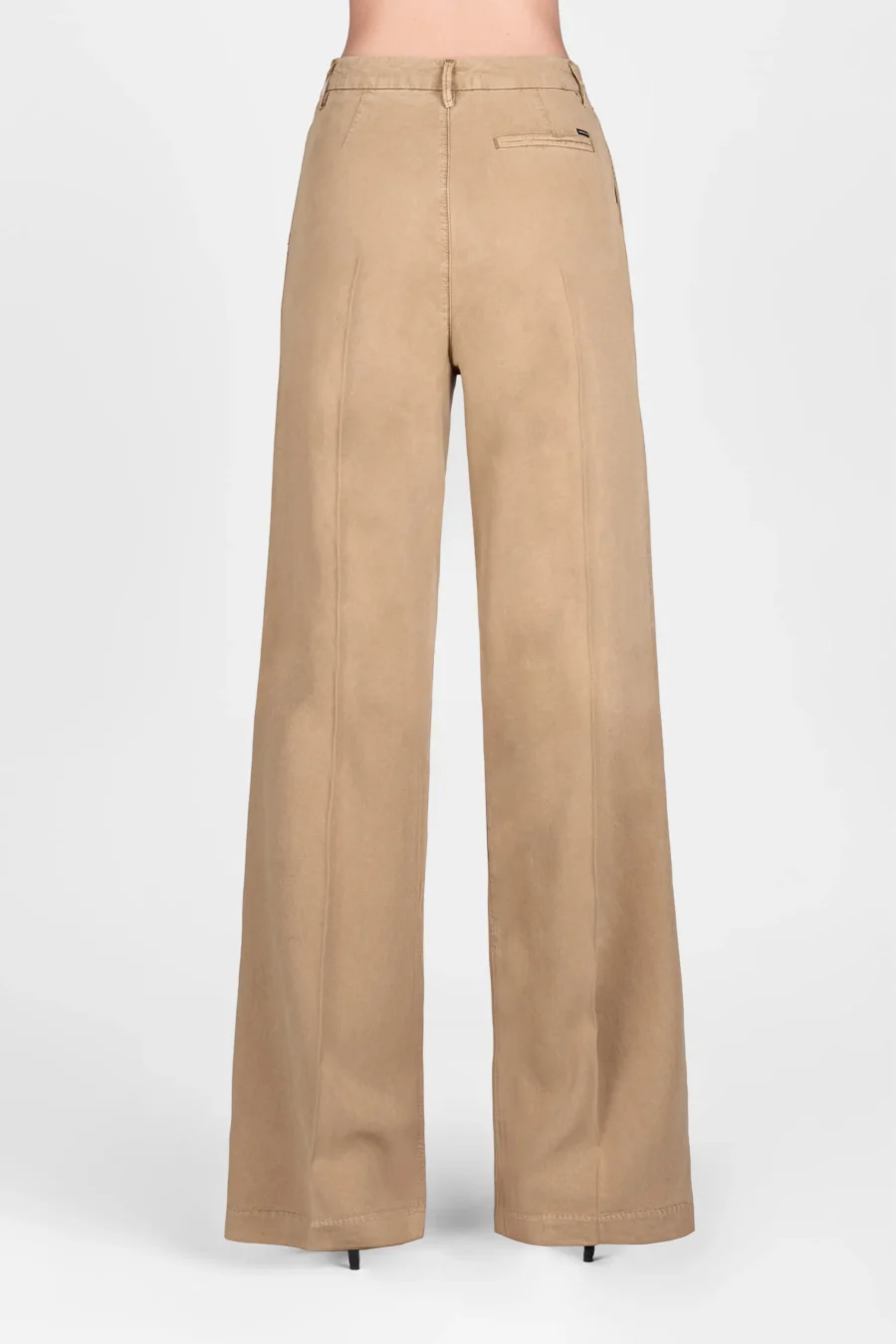 PANTALONE AURELIA WIDE LEG GABARDINA DI COTONE SUPER LEGGERO MARRONE - immagine 2