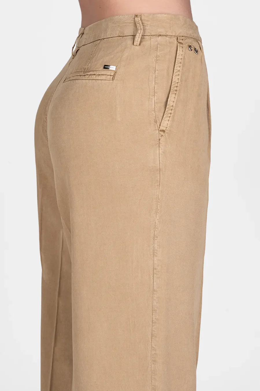 PANTALONE AURELIA WIDE LEG GABARDINA DI COTONE SUPER LEGGERO MARRONE - immagine 3